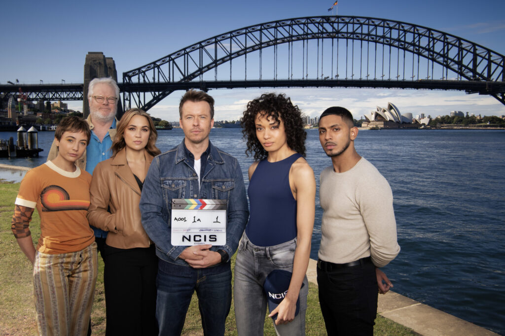 Olivia Swann with the cast of NCIS Sydney